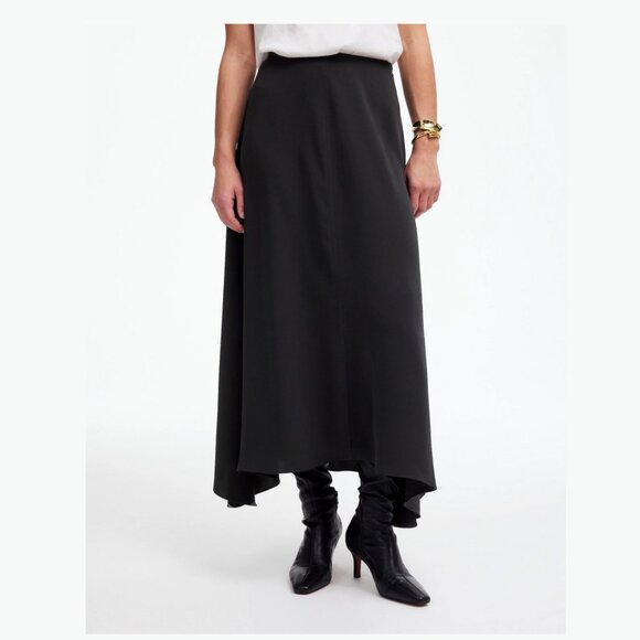 Madewell Skirt Womens Asymmetric Midi Black Minimalist Size 2 New With Tags - Picture 14 of 17